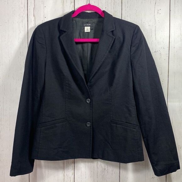 Vintage J.Crew 100% Wool Black Blazer Size 8 Classic Minimalist Office Chic - Picture 5 of 12